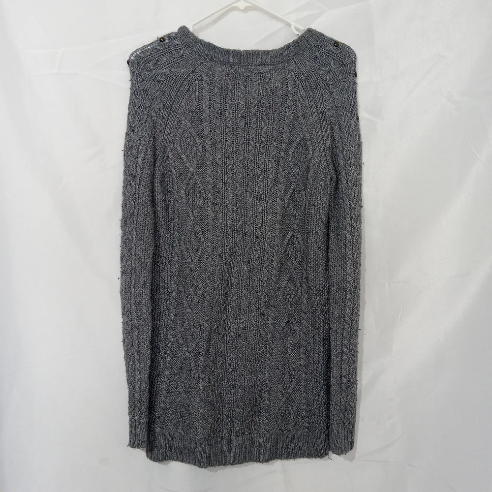 Y2K Fitted American Eagle Gray Wool Cable Knit Sweater Dress Size M